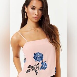 Forever 21 Pink Floral Spaghetti Strap Tank Top and Palazzo Pants Set